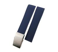 WUWMTUTCK 19mm 20mm 21mm Rubber Watchband Fit For Longines Master Conquest HydroConquest L3 Black Gray Blue Silicone Watch Strap(Blue Silver,20mm)
