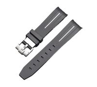 WUWMTUTCK 20mm Curved End Interface Rubber Watch Strap Fit For Omega For Moonswatch Joint Constellation Men Women Sports Band(Black white line)