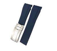 WUWMTUTCK 21mm 22mm Black Blue Rubber Watchband Fit For Rolex DEEPSEA Sea-Dweller Submariner Silicone Watch Strap Accessory(Blue,21MM DEEPSEA_SILVER)