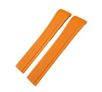 WUWMTUTCK 21mm Curved End Silicone Rubber Watchband Fit For Patek PP For Philippe For AQUANAUT 5167A Black Blue Orange Soft Watch Strap Bracelets(Orange,21MM_SILVER BUCKLE)
