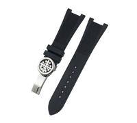 WUWMTUTCK 25mm*13mm Concave Interface Silicone Rubber Watchband Fit For Patek Philippe 5711 5726 5712 5980 Watch Strap(Flower,25MM_ROSE BUCKLE)