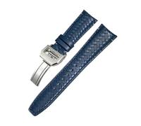 WUWMTUTCK Curved End Woven Watchband 20mm 21mm 22mm Fit For IWC Portugieser Pilot's For Hamilton For Longinesb Leather Watch Strap(Blue Silver Buckle,21mm)