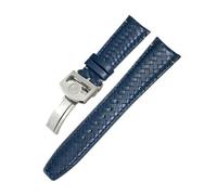 WUWMTUTCK Curved End Woven Watchband 20mm 21mm 22mm Fit For IWC Portugieser Pilot's For Hamilton For Longinesb Leather Watch Strap(Blue Silver Buckle1,21mm)