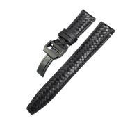 WUWMTUTCK Curved End Woven Watchband 20mm 21mm 22mm Fit For IWC Portugieser Pilot's For Hamilton For Longinesb Leather Watch Strap(Black Black Buckle,22mm)