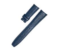 WUWMTUTCK Curved End Woven Watchband 20mm 21mm 22mm Fit For IWC Portugieser Pilot's For Hamilton For Longinesb Leather Watch Strap(Blue Whitout Buckle,22mm)