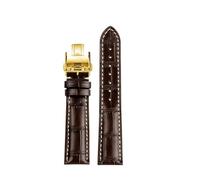 WUWMTUTCK Fit For Longines Masters Collection L3 L4 L2.628/L2.673 Watch Strap Leather Buckle Watchband 19 20 21mm Wrist Band(Brown Gold,19mm)