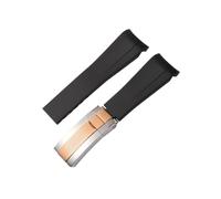 WUWMTUTCK Fit For Rolex Rubber Watch strap male ditongna Green Water Ghost diver green silicone watch band 20/21mm(Black-Room rose)