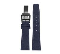 WUWMTUTCK Nylon Canvas Watchband Fit For IWC For PILOT For Portugal Fabric Watch Strap 20mm 21mm 22mm Bracelet Black Armygreen Blue Wrist Belt(Blue black fold,20mm)