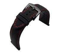 WUWMTUTCK Rubber Nylon Canvas Watchband Fit For Omeg-a Speed Sea For Master AT150 20mm 22mm 24mm Replacement Bracelet Watch For Fifty Fathoms(Black-redline8,22mm)