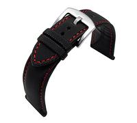 WUWMTUTCK Rubber Nylon Canvas Watchband Fit For Omeg-a Speed Sea For Master AT150 20mm 22mm 24mm Replacement Bracelet Watch For Fifty Fathoms(Black-redline7,24mm)
