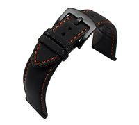 WUWMTUTCK Rubber Nylon Canvas Watchband Fit For Omeg-a Speed Sea For Master AT150 20mm 22mm 24mm Replacement Bracelet Watch For Fifty Fathoms(Black-orangeline4,20mm)