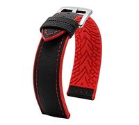 WUWMTUTCK Rubber Nylon Canvas Watchband Fit For Omeg-a Speed Sea For Master AT150 20mm 22mm 24mm Replacement Bracelet Watch For Fifty Fathoms(Black-red7,20mm)