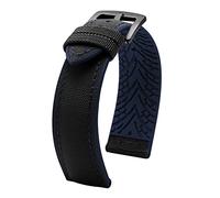 WUWMTUTCK Rubber Nylon Canvas Watchband Fit For Omeg-a Speed Sea For Master AT150 20mm 22mm 24mm Replacement Bracelet Watch For Fifty Fathoms(Black-blue10,20mm)