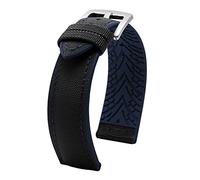 WUWMTUTCK Rubber Nylon Canvas Watchband Fit For Omeg-a Speed Sea For Master AT150 20mm 22mm 24mm Replacement Bracelet Watch For Fifty Fathoms(Black-blue9,22mm)