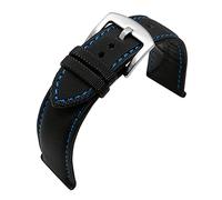 WUWMTUTCK Rubber Nylon Canvas Watchband Fit For Omeg-a Speed Sea For Master AT150 20mm 22mm 24mm Replacement Bracelet Watch For Fifty Fathoms(Black-blueline9,24mm)