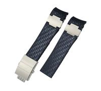 WUWMTUTCK Rubber Silicone Watch Band 22mm Fit For Ulysse Nardin 263 DIVER Curved End Strap Black Blue Sport Watchband(Black Wave 1,22mm Without Buckle)