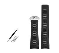 WUWMTUTCK Rubber Watch Accessories Band Fit For TAG For HEUER For CARRERA Bracelet 20mm 22mm 24mm TPU Black Silicone Strap(White Black,22mm)