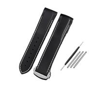 WUWMTUTCK Silicone Rubber Watch Strap 20mm 21mm 22mm Waterproof Orange Blue Men Watchband Fit For Omega Fit For Seamaster Diver 300m Fit For Planet Ocean 600m(Black white-Silver,21mm)