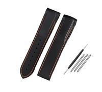 WUWMTUTCK Silicone Rubber Watch Strap 20mm 21mm 22mm Waterproof Orange Blue Men Watchband Fit For Omega Fit For Seamaster Diver 300m Fit For Planet Ocean 600m(Black orange-NO BK,20mm)