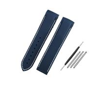 WUWMTUTCK Silicone Rubber Watch Strap 20mm 21mm 22mm Waterproof Orange Blue Men Watchband Fit For Omega Fit For Seamaster Diver 300m Fit For Planet Ocean 600m(Blue white-NO BK,22mm)