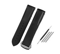 WUWMTUTCK Silicone Rubber Watch Strap 20mm 21mm 22mm Waterproof Orange Blue Men Watchband Fit For Omega Fit For Seamaster Diver 300m Fit For Planet Ocean 600m(Black black-Silver,22mm)