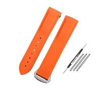 WUWMTUTCK Silicone Rubber Watch Strap 20mm 21mm 22mm Waterproof Orange Blue Men Watchband Fit For Omega Fit For Seamaster Diver 300m Fit For Planet Ocean 600m(Orange-Silver,22mm)
