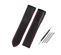WUWMTUTCK Silicone Rubber Watch Strap 20mm 21mm 22mm Waterproof Orange Blue Men Watchband Fit For Omega Fit For Seamaster Diver 300m Fit For Planet Ocean 600m(Black red-NO BK,20mm)