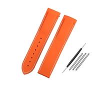 WUWMTUTCK Silicone Rubber Watch Strap 20mm 21mm 22mm Waterproof Orange Blue Men Watchband Fit For Omega Fit For Seamaster Diver 300m Fit For Planet Ocean 600m(Orange white-NO BK,21mm)