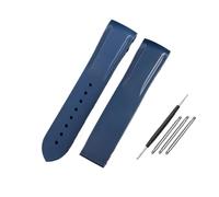 WUWMTUTCK Silicone Rubber Watch Strap 20mm 21mm 22mm Waterproof Orange Blue Men Watchband Fit For Omega Fit For Seamaster Diver 300m Fit For Planet Ocean 600m(Blue-NO BK,22mm)