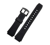 WUWMTUTCK Silicone Rubber Watchstrap 20MM Convex Joint Black Sports Men Watchband Bracelet Accessories Fit For CASIO EDIFICE EF-552(Black-B pin)
