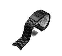 WUWMTUTCK Stainless Steel Watch Strap 18 20 22 24mm Refined Arc Interface Metal Silver Black Men's Watchband Bracelet Fit For Citizen Fit For Armani(B Black,24mm)