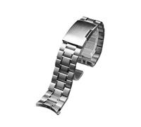 WUWMTUTCK Stainless Steel Watch Strap 18 20 22 24mm Refined Arc Interface Metal Silver Black Men's Watchband Bracelet Fit For Citizen Fit For Armani(A Silver,20mm)