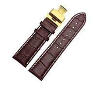 WUWMTUTCK Watch Strap 23mm 24mm 26mm 28mm Big Width Black Brown Mens Leather Band bracelets(Brown white-gold,26mm)