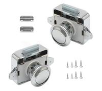 WUWWUT 2 Pcs Push Button Latch Locks Replacement, Keyless Caravan Door Catch Lock, Zinc Alloy Button Push Lock for Cupboard Motorhome Camper Van