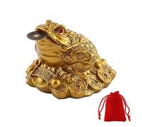 WUWYOUWL Lucky Frog Coin, Feng Shui Toad Coin Money with A Lucky Bag