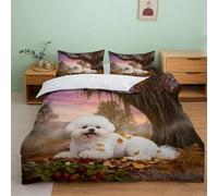 WUXHRL Bichon Frise Bedding Set Giant Tree Fallen Leaves Print Duvet Cover Set Ultra Soft Microfiber Quilt Cover with Zipper & Pillowcase for Kids Teens Adults Double（200x200cm）