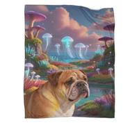 WUXHRL English Bulldog Fleece Throw Blanket, Super Soft & Cosy Flannel, Coast Throw, Versatile Warmth for Any Occasion 50x60inch(127x152cm)