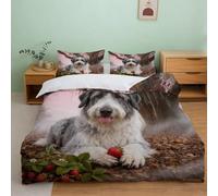 WUXHRL Old English Sheepdog Bedding Set Giant Tree Print Duvet Cover Set Ultra Soft Microfiber Comforter Cover with Zipper & Pillowcase Modern Home Decor Essential Single（135x200cm）