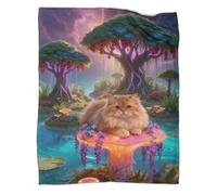 WUXHRL Ragamuffin Cat Fleece Throw Blanket, Super Soft & Cosy Flannel, Fantasy Island Throw, Versatile Warmth for Any Occasion Unique Gift for Her Or Him 40x50inch(100x130cm)