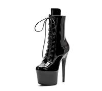 WUXIN H&P 7 in Pole Dance Boot Shoes For Women,Exotic Stiletto Shoes Platform,Stiletto Platform Pole Dancing Ankle Boots Heels, Black, 9 UK