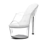 WUXIN H&P Women's 7 in Clear Platform Sandal Heels Sexy, 7 in Pole Dance High Heel Clear Platform, 17 cm Exotic Platform Pole Dancer Heels Shoes Stiletto, Clear, 4 UK