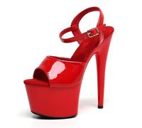 WUXIN H&P Women's 7 in Platform Sandal Heels Ankle-Strap Sexy,7 in Pole Dance High Heel Platform,17 cm Exotic Platform Pole Dancer Heels Shoes Stiletto, Red, 5.5 UK