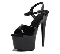 WUXIN H&P Women's 7 in Platform Sandal Heels Ankle-Strap Sexy,7 in Pole Dance High Heel Platform,17 cm Exotic Platform Pole Dancer Heels Shoes Stiletto, Black, 8 UK