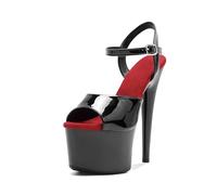 WUXIN H&P Women's 7 in Platform Sandal Heels Ankle-Strap Sexy,7 in Pole Dance High Heel Platform,17 cm Exotic Platform Pole Dancer Heels Shoes Stiletto, Black, 2 UK