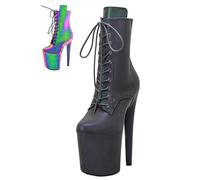 WUXIN H&P Women's 8 Inch Pole Dance Ankle Boots Shoes 20cm Platform Stiletto Exotic Heel, Black, 8 UK