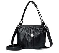 WuXingMeiLi Small Black Shoulder Bag for Women, Soft PU Leather Mini Handbag Mini Bags for Women (Black Small)