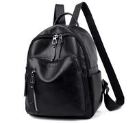 WuXingMeiLi Womens Backpack - Small, Cute Black PU Leather, Waterproof