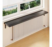 WUXTOKV Over Radiator Shelf, Wall Heater Cover,Storage Organizer, Beautiful and Space Saving, Solid Wood Density Board, Metal Bracket(Black,60x30CM/16x12IN)