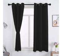 WUXXIANG Blackout Curtains Door Curtain 80 x 60 cm Thermal Insulated Energy Saving, Eyelet Curtains Lined Curtains, with Matching Tie Backs, for Bedroom Nursery, Black