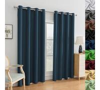 WUXXIANG Eyelet Blackout Curtains 180 x 145 cm(71 x 57inch) Super Soft Thermal Insulated, Ultra Soft Extra Long Window Treatments, with Blackout Lining, for Bedroom Nursery, Navy Blue